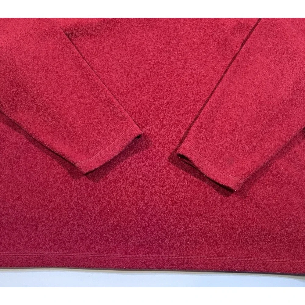 Vintage 90s LL Bean Red Fleece V-Neck Pullover Sweater Men's XL Hong Kong - Picture 2 of 9